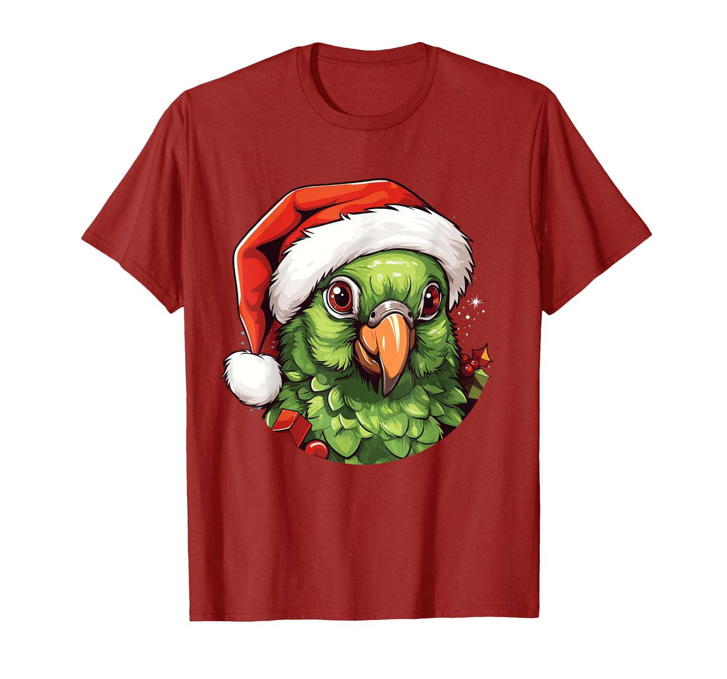 Funny Green Cheek Conure Santa Hat Christmas Parrot Bird T-Shirt