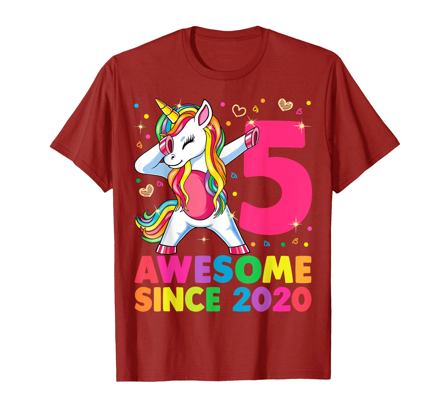 5 Years Old Unicorn Dabbing 5th Birthday Girl Unicorn Party T-Shirt