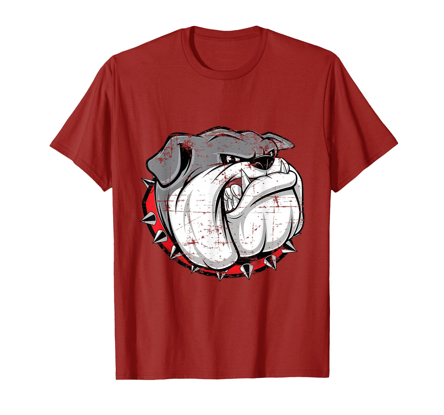 Bulldog Shirt Bully Breed Distressed Growling Spiked Collar T-Shirt for Men Women Kids