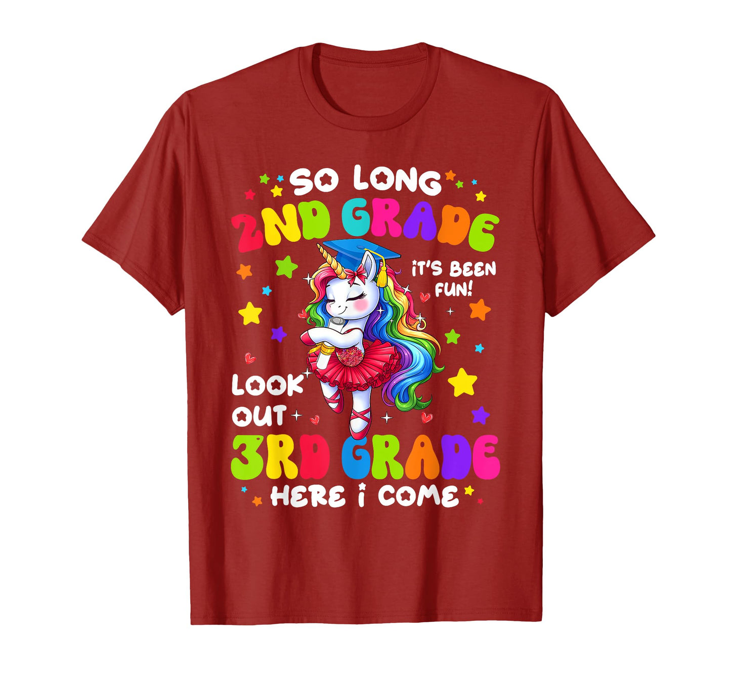 2nd Grade Graduation Girl 3rd Grade Here I Come Unicorn Grad T-Shirt