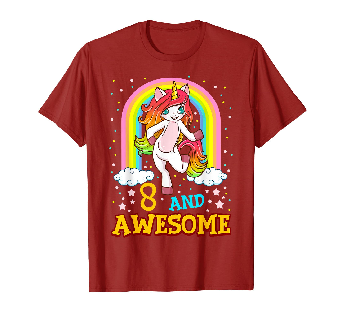 Girls 8th Birthday Unicorn T-Shirt Gift For 8 Year Old Party T-Shirt