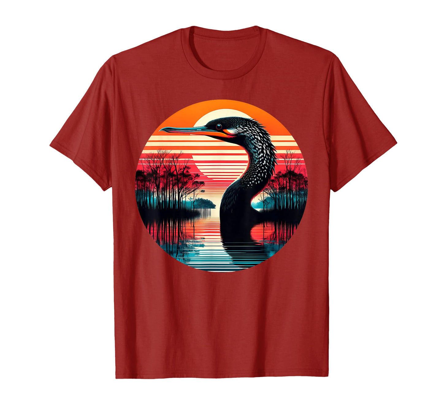 Anhinga Bird Sunset Retro Style Safari Vintage 70s T-Shirt