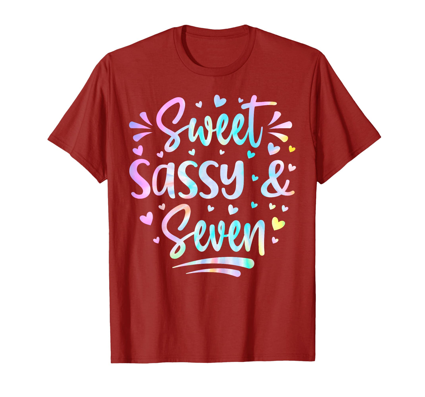 Sweet Sassy and Seven Girls Birthday Tie Dye 7 Year Old Kids T-Shirt