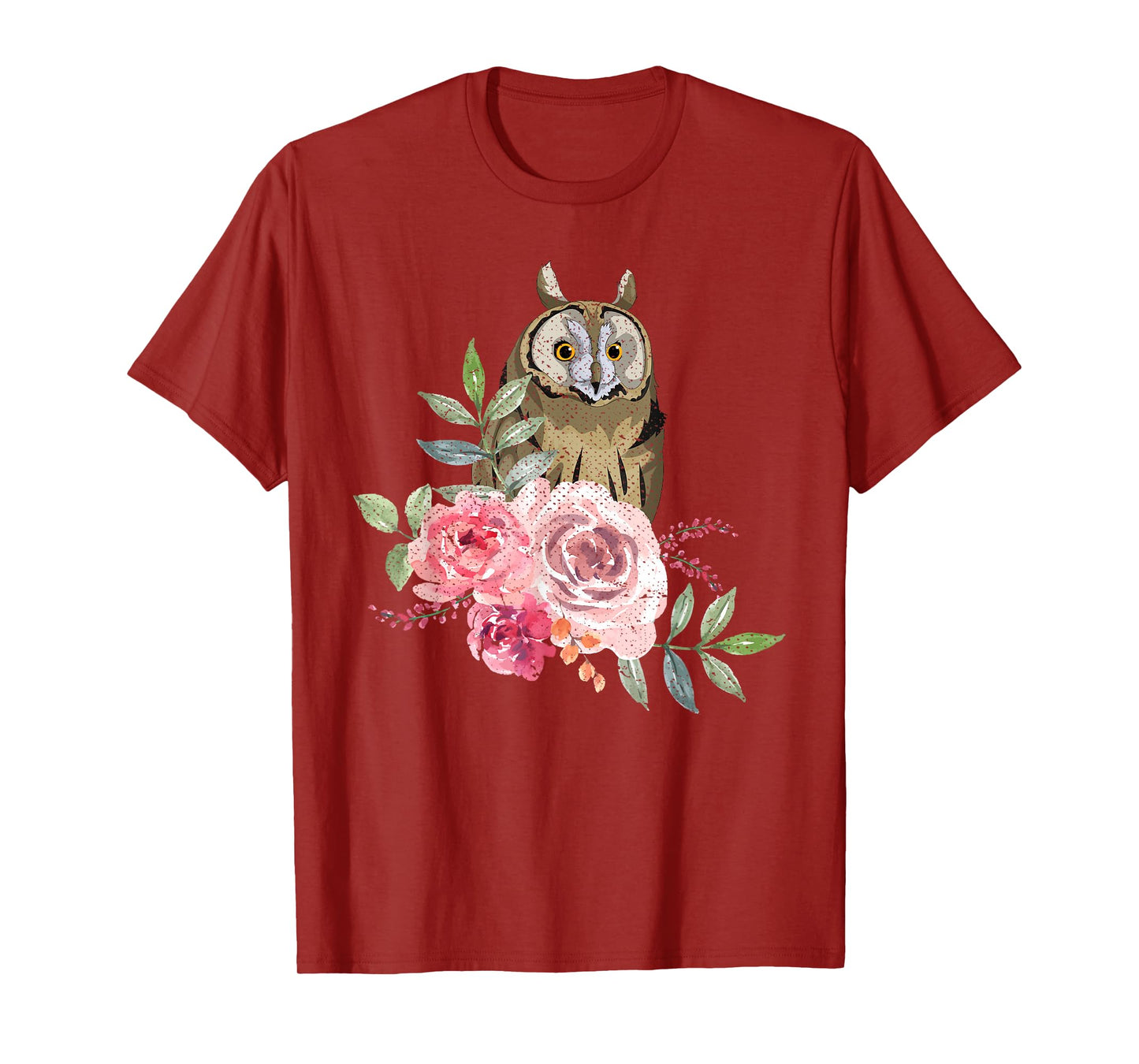 Owl Lover Flower Roses Wise Bird Animal Vintage Owl T-Shirt