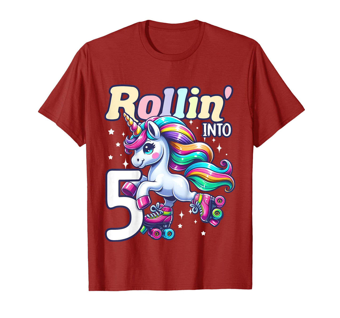 Kids Unicorn Roller Skate 5th Birthday 5 Year Old Party Girls T-Shirt