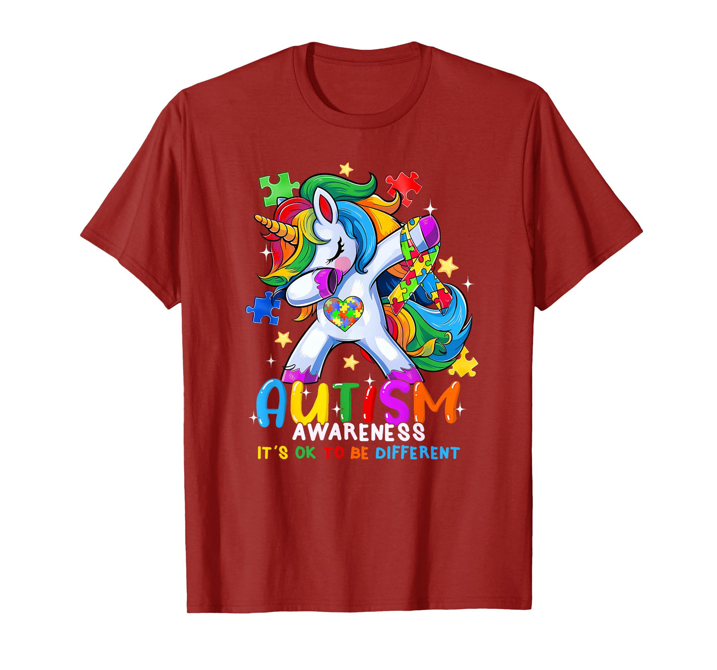 Autism Awareness OK To Be Different Dabbing Unicorn Women T-Shirt