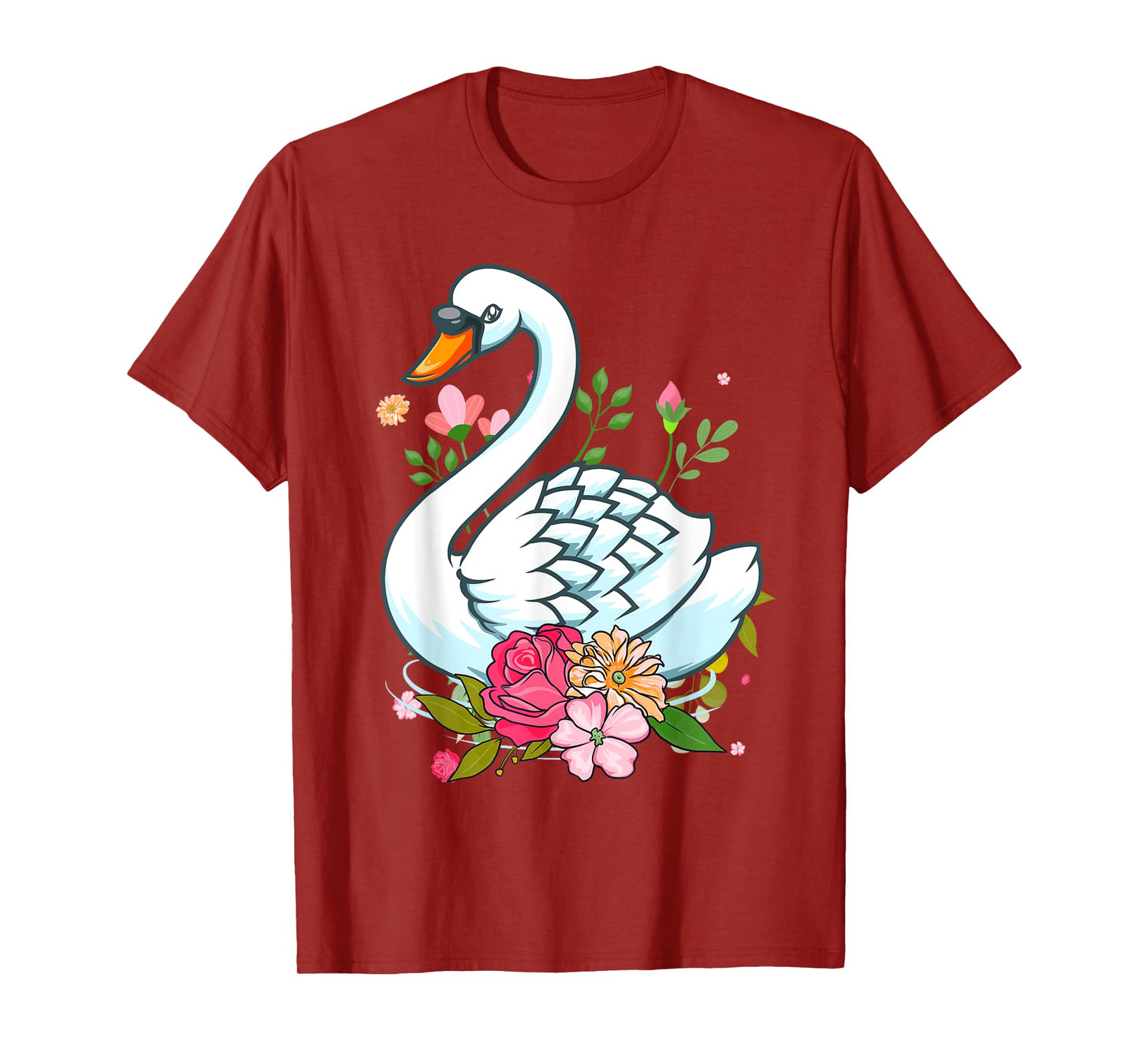 Cool Swan For Women Girls Swans Floral Waterfowl Bird Flower T-Shirt