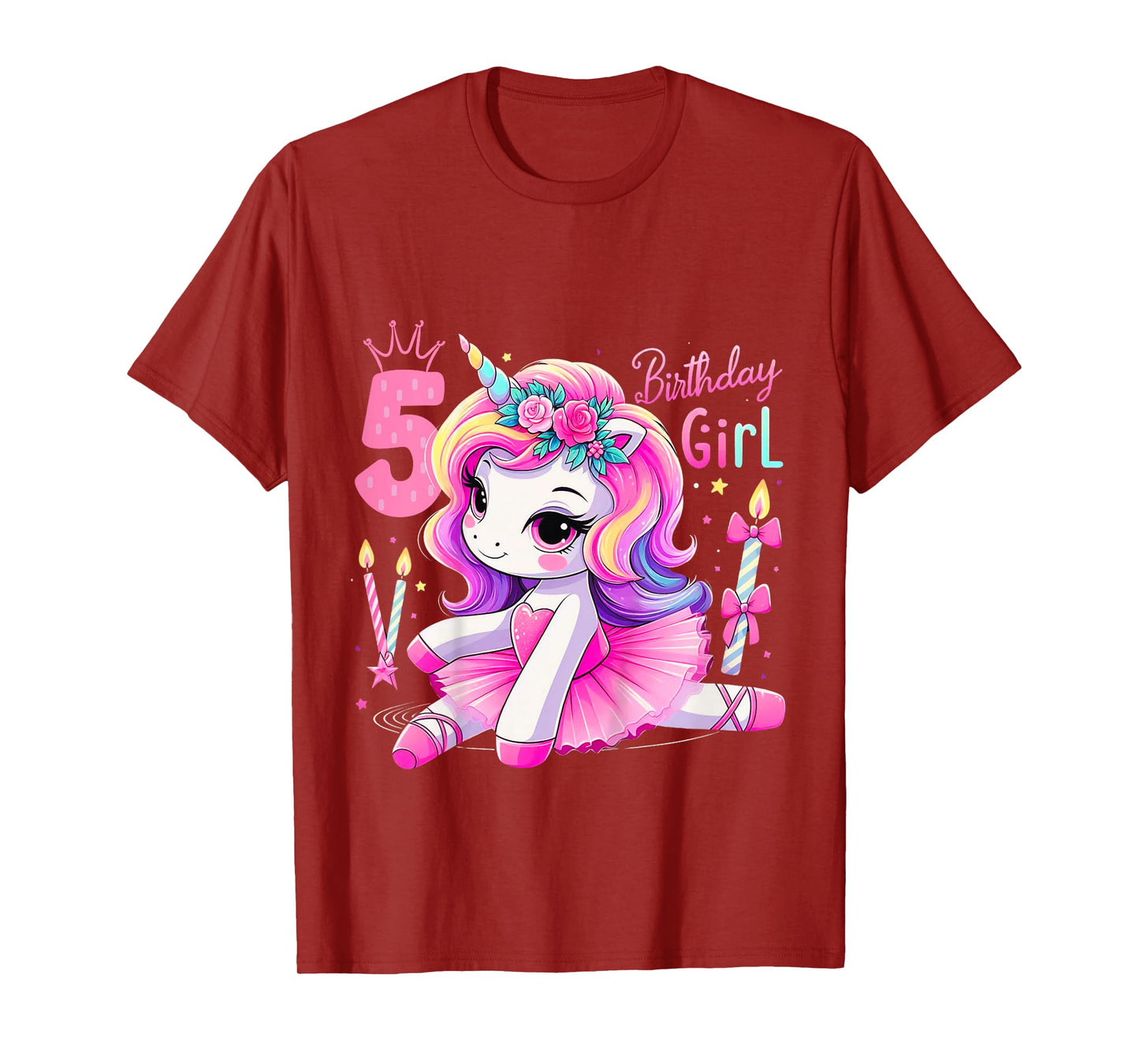 5th Birthday Girl Unicorn Ballet Five 5 Year Old Ballerina T-Shirt