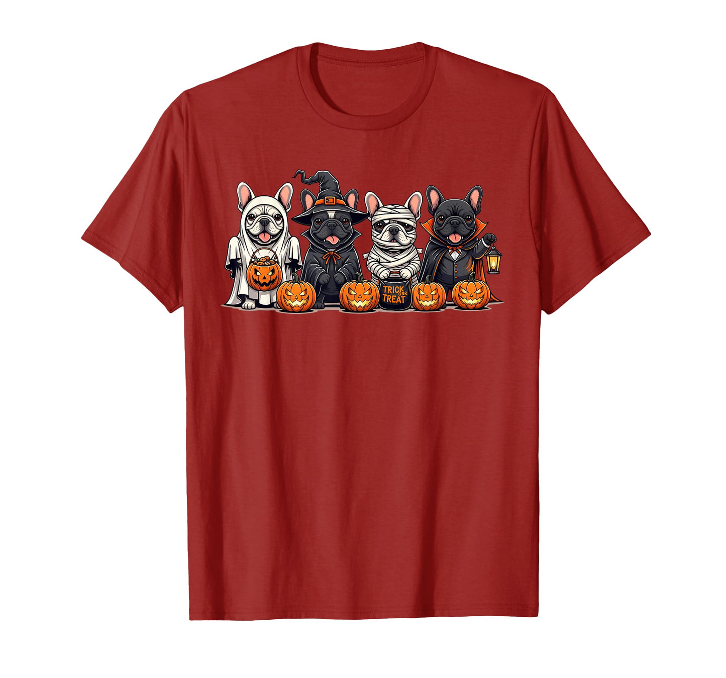 French Bulldog Ghost Witch Pumpkins Halloween Dog Costume T-Shirt
