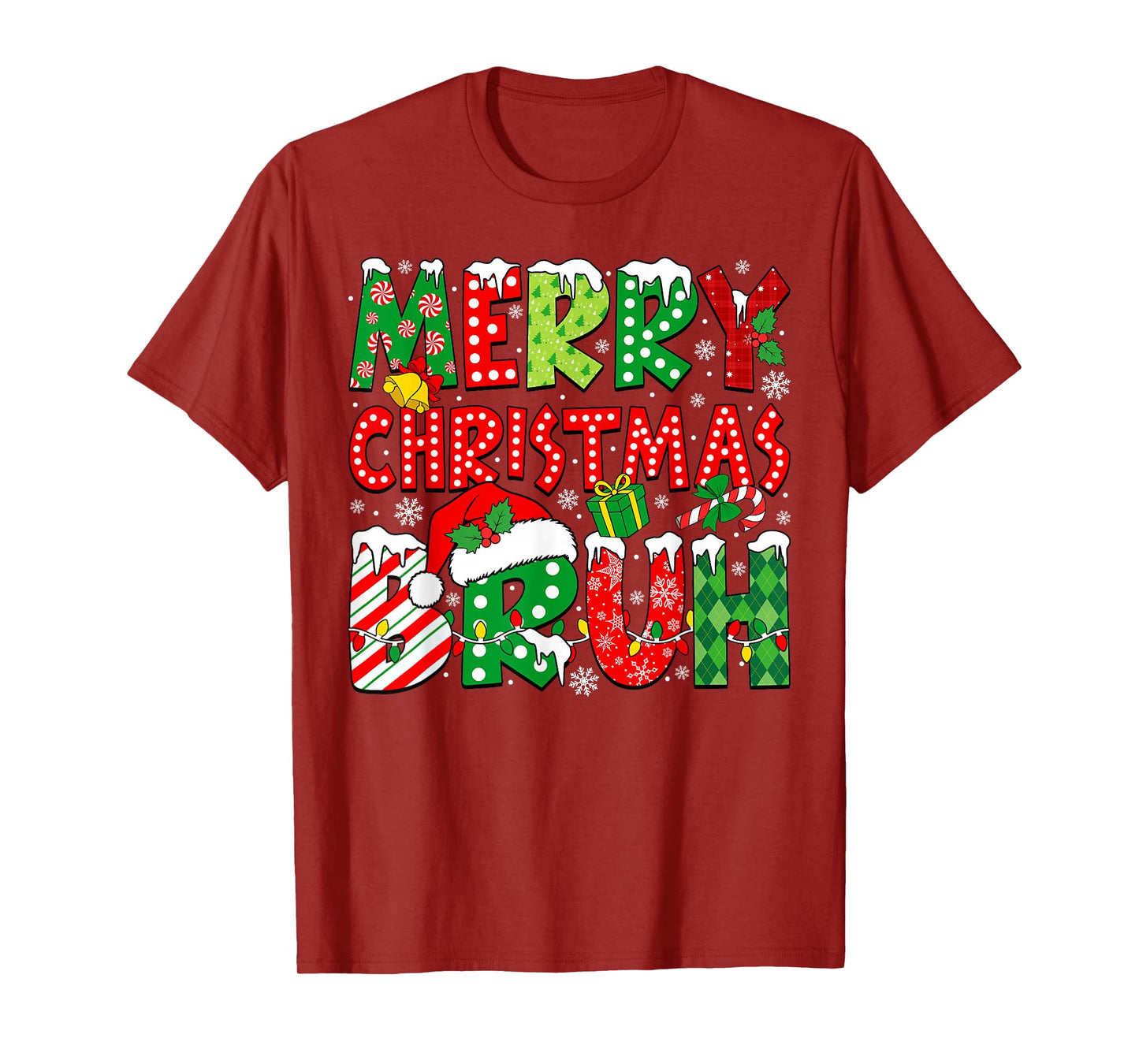 Bruh Meme Funny Saying Bro Greeting Teens Boys Men Christmas T-Shirt