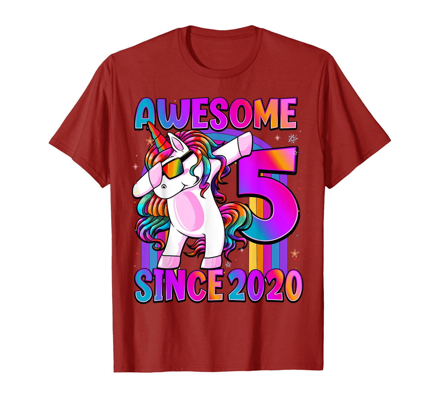 Dabbing Unicorn 5 Year Old 5th Birthday Girl Unicorn Party T-Shirt