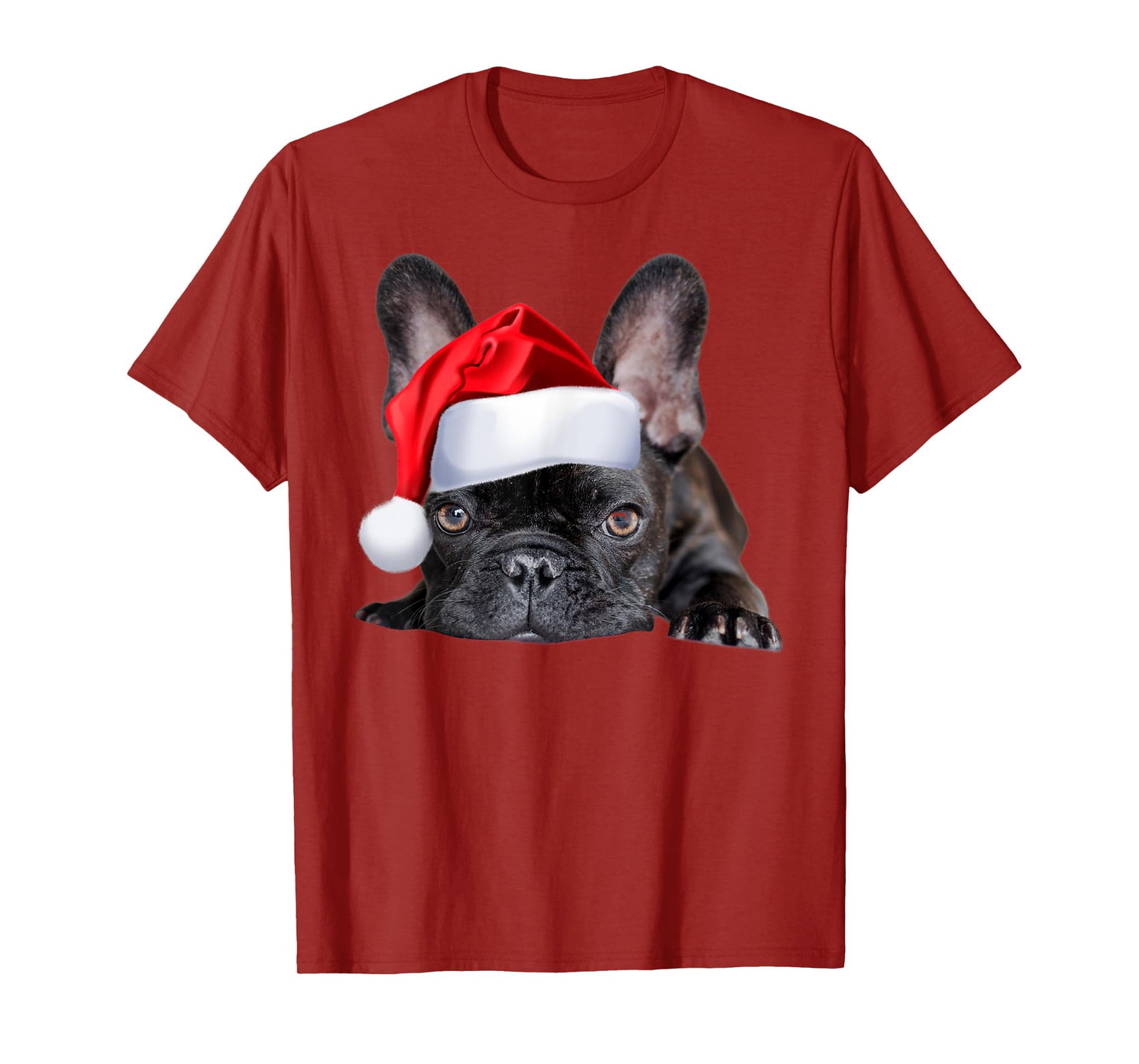 Cute French Bulldog Santa Hat Frenchie Image Christmas Gift T-Shirt