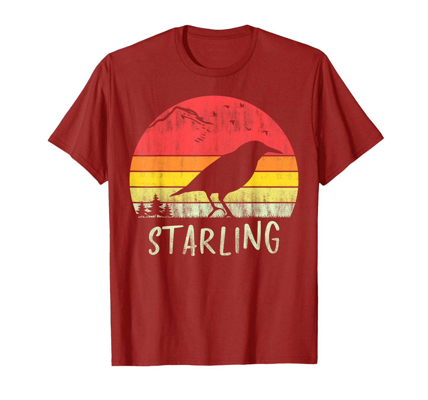 Retro Vintage Starling T-Shirt Silhouette Bird 70s 80s T-Shirt