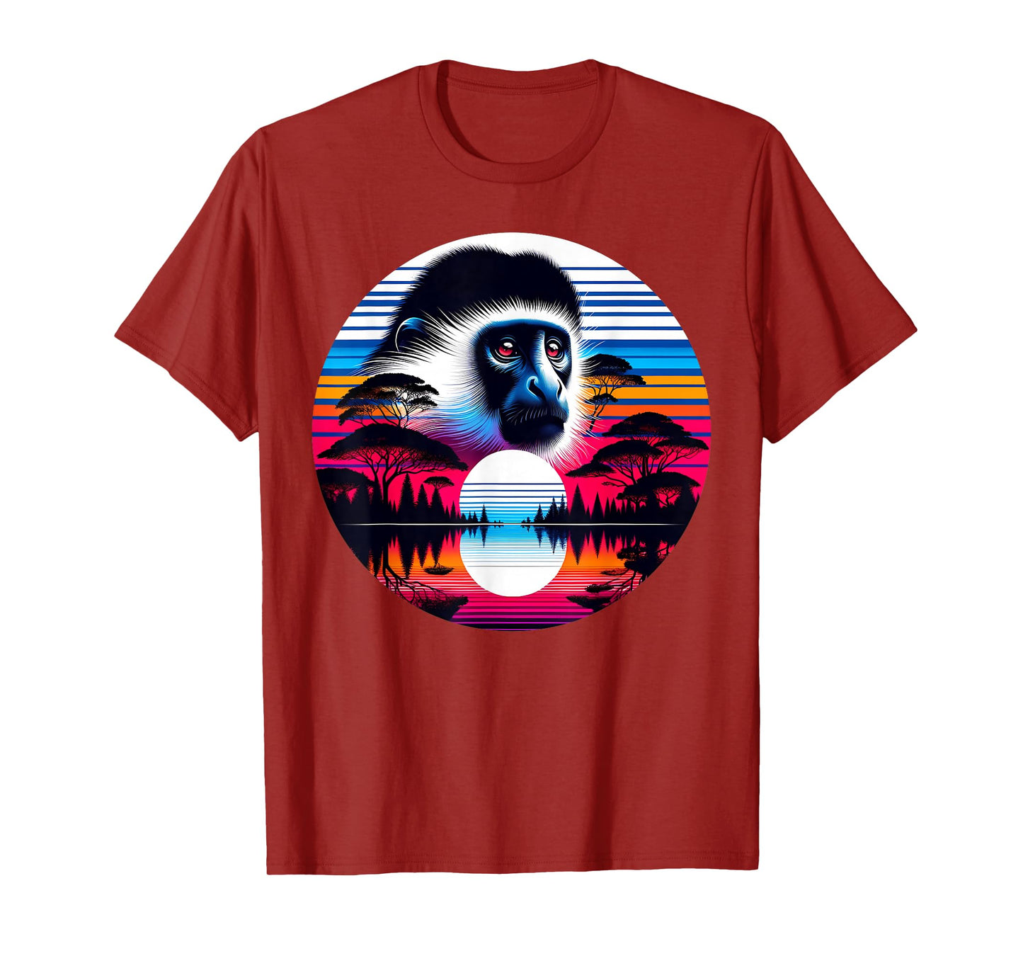 Colobus Monkey Sunset Retro Style Safari Vintage 70s T-Shirt