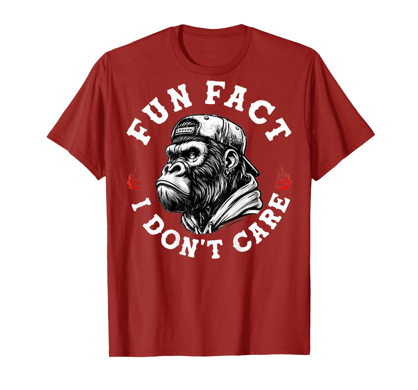 (ON Back) Fun Fact I Don't Care Funny Monkey Saying Quote T-Shirt