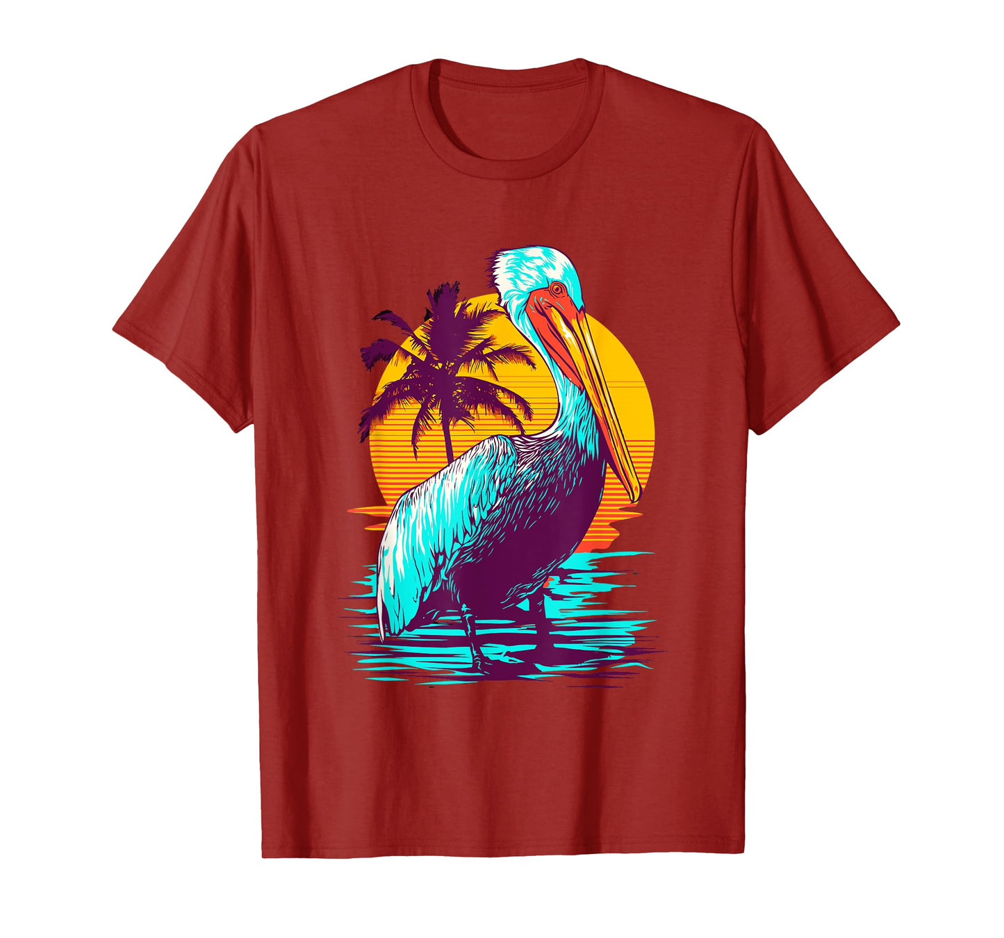 Bird Wildlife Animal Beautiful Nature Vintage Tropical Animal Print Pelican Graphic Tee T-Shirt - Black, Small, Unisex, Classic Fit, Short Sleeve, Cotton 60% Polyester 40%