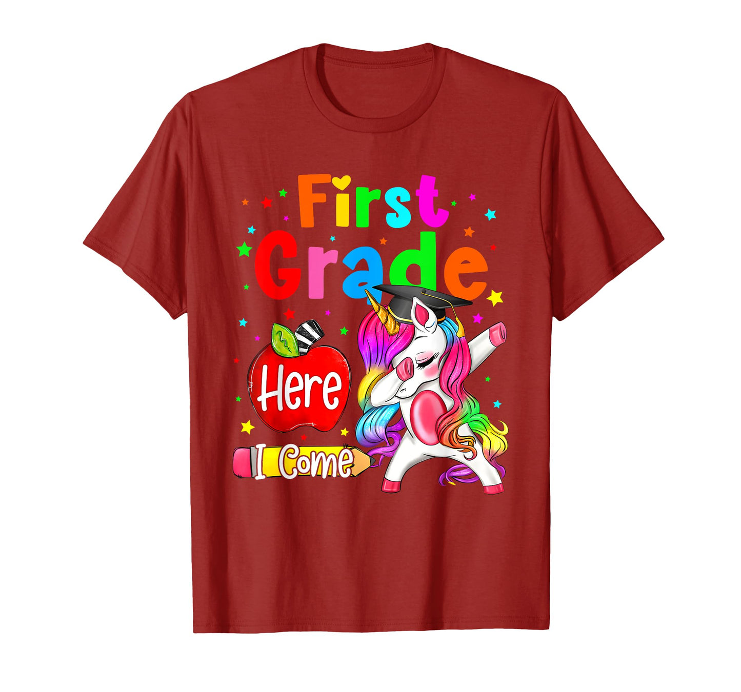 First Grade Here I Come Unicorn Girls Kids Back To School T-Shirt
