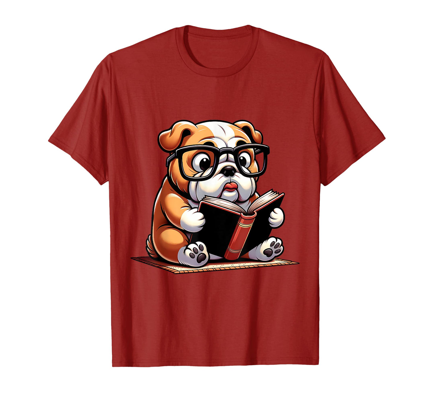English Bulldog Reading a Book Dog T-Shirt for Men Women Girls Kids