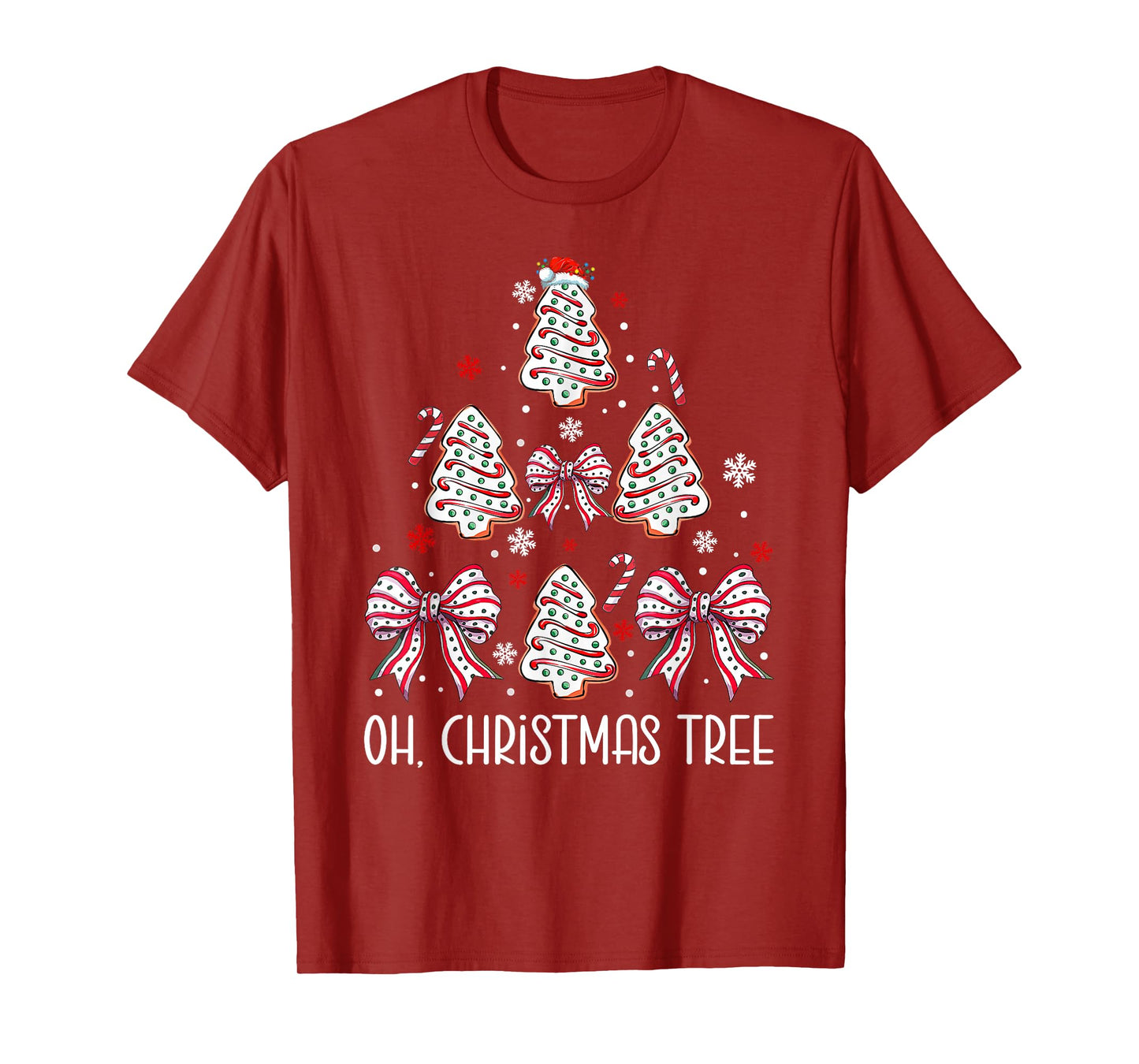 Oh Christmas Tree Cakes Debbie Becky Jen Cake Lovers Xmas T-Shirt