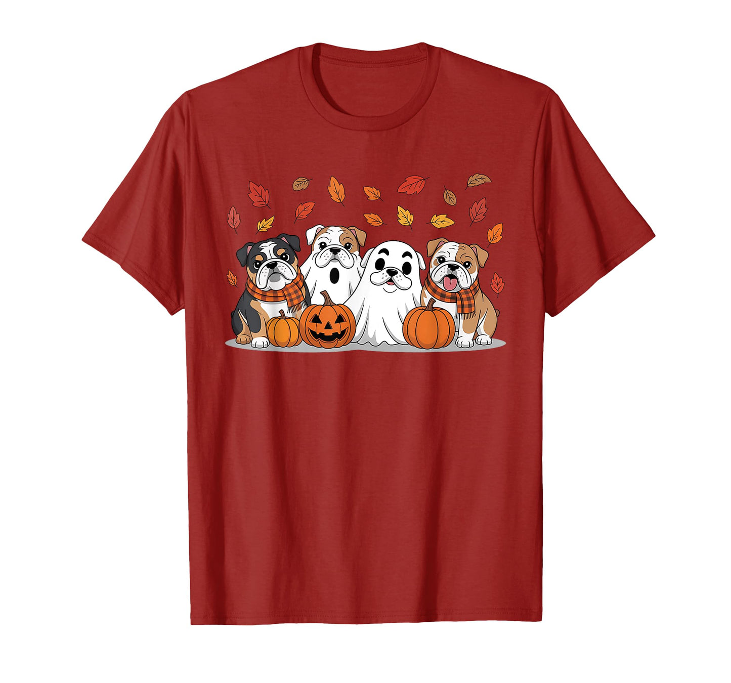 English Bulldog Ghost Fall Autumn Thanksgiving Halloween T-Shirt
