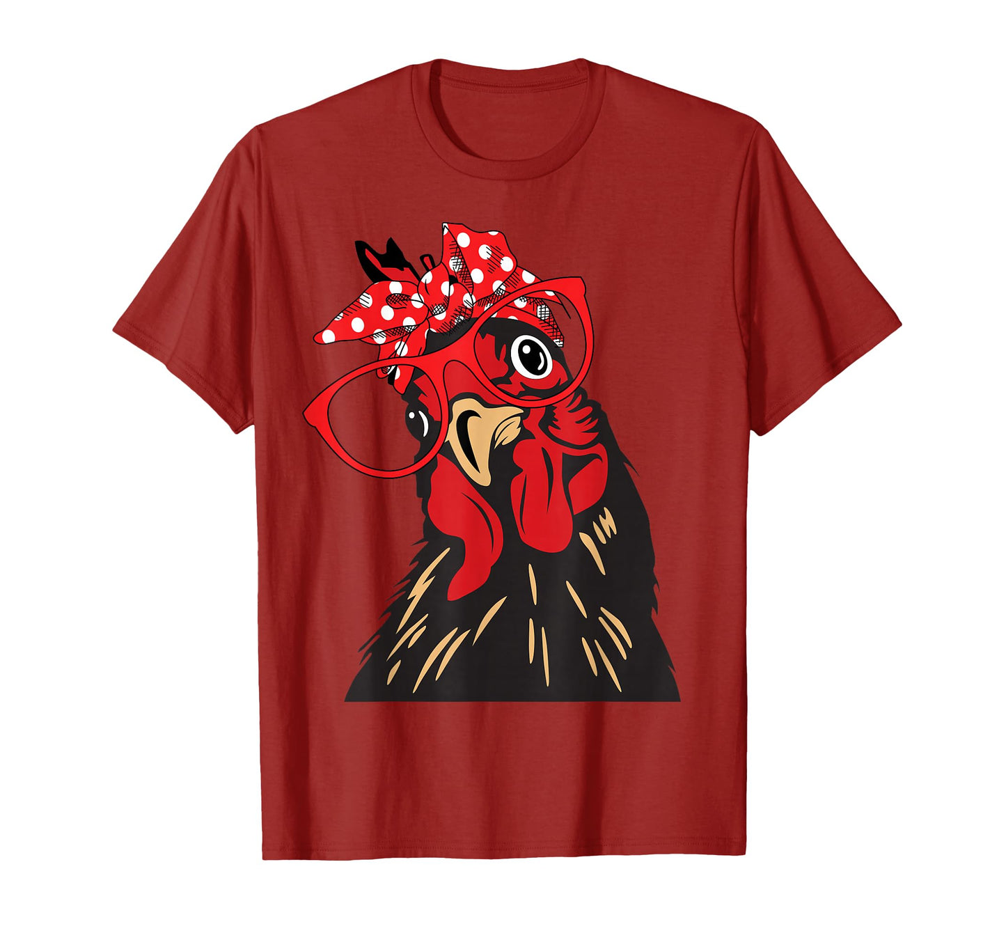 cute Women Girl Chicken With Bandana Headband and Glasses T-Shirt