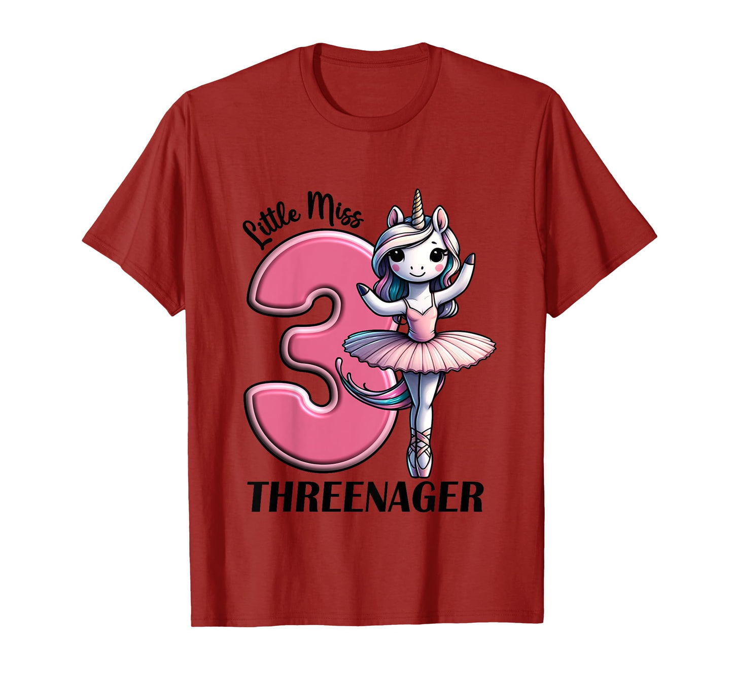 Kids Little Miss Threenager Three 3rd Birthday Girls 3 Years T-Shirt
