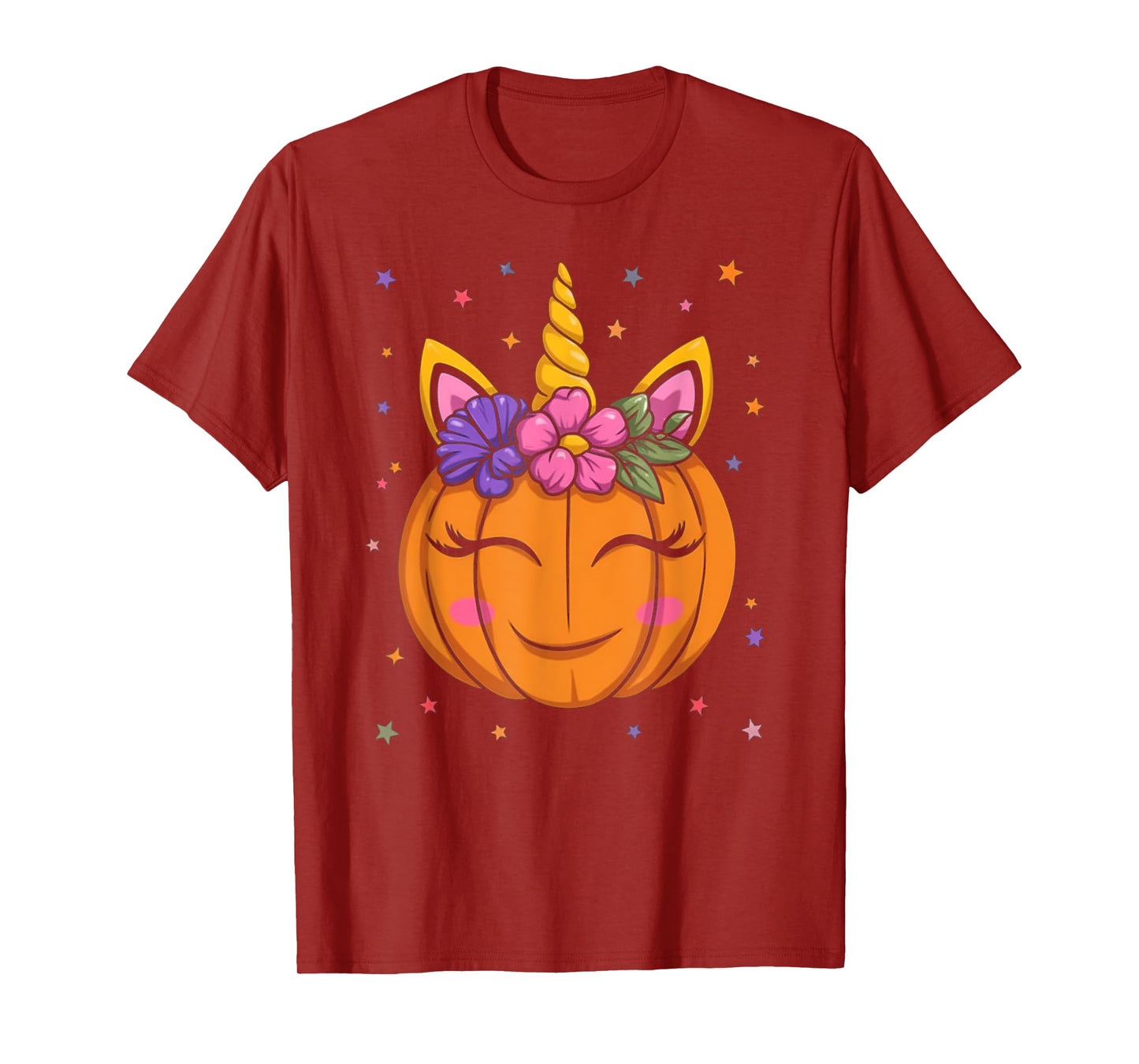 Cute Unicorn Pumpkin Girls Kids Funny Halloween Costume T-Shirt