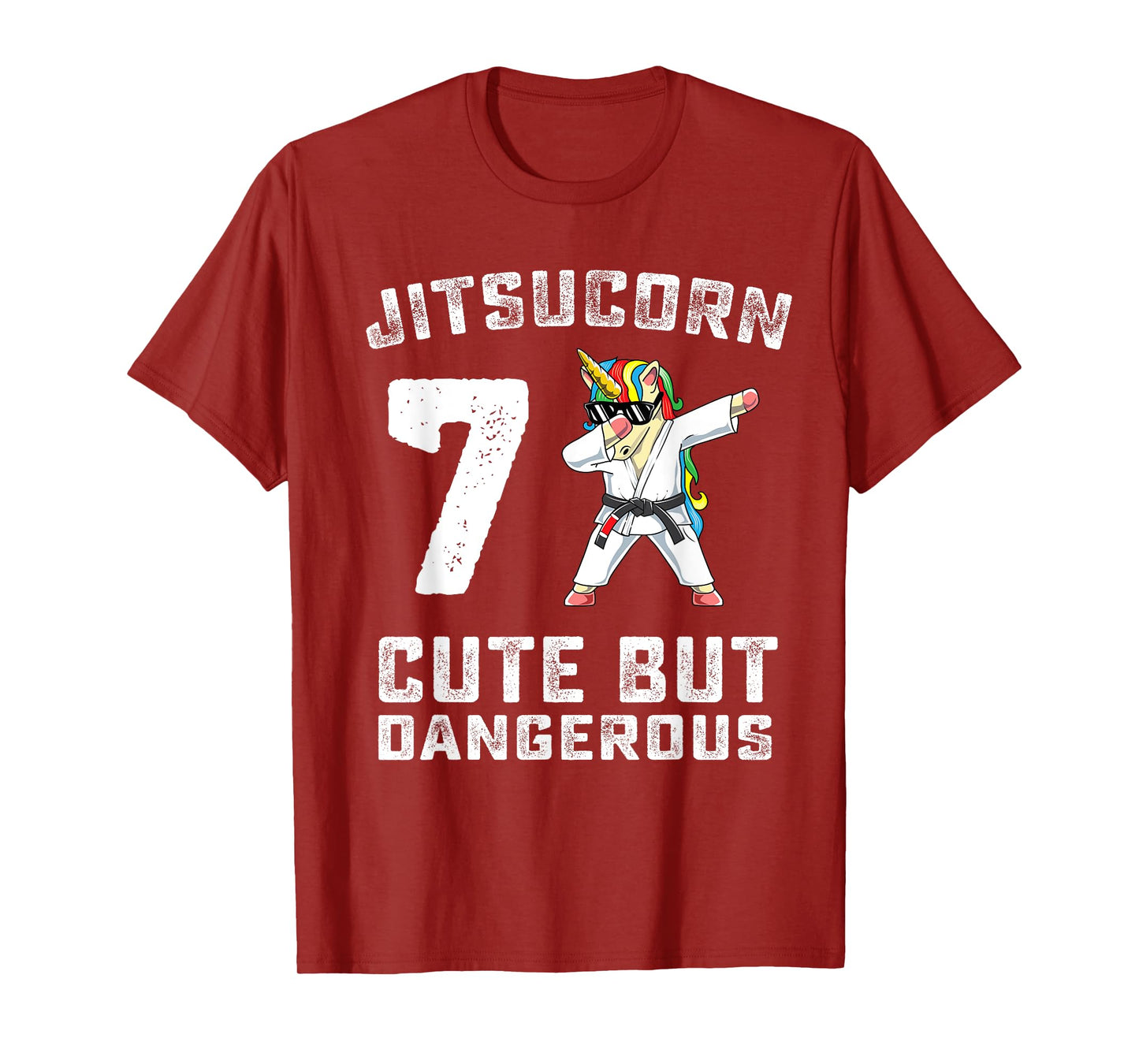 7 Year Old Jiu Jitsu Birthday Gift BJJ Dabbing Unicorn Girl T-Shirt