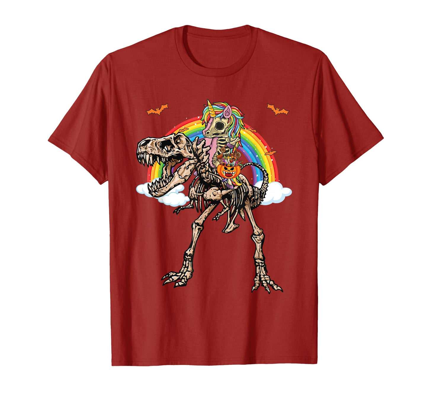 Skeleton Unicorn Riding Dinosaur T Rex Halloween T-Shirt
