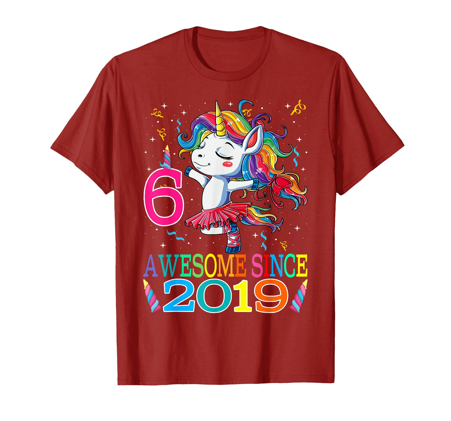 Dancing Unicorn 6 Year Old 6th Birthday Girl Unicorn Party T-Shirt