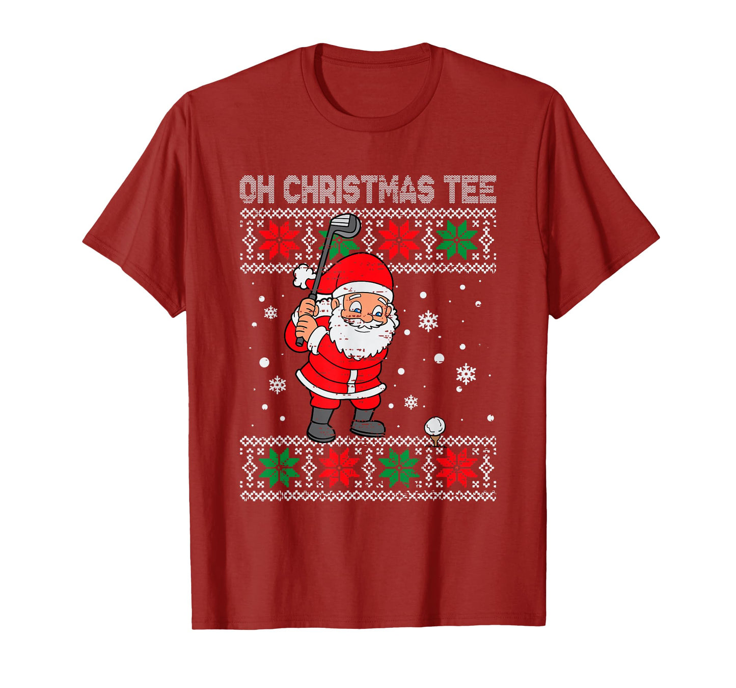 Christmas Santa Playing Golf Xmas Golfer For Mens Boy Kids T-Shirt