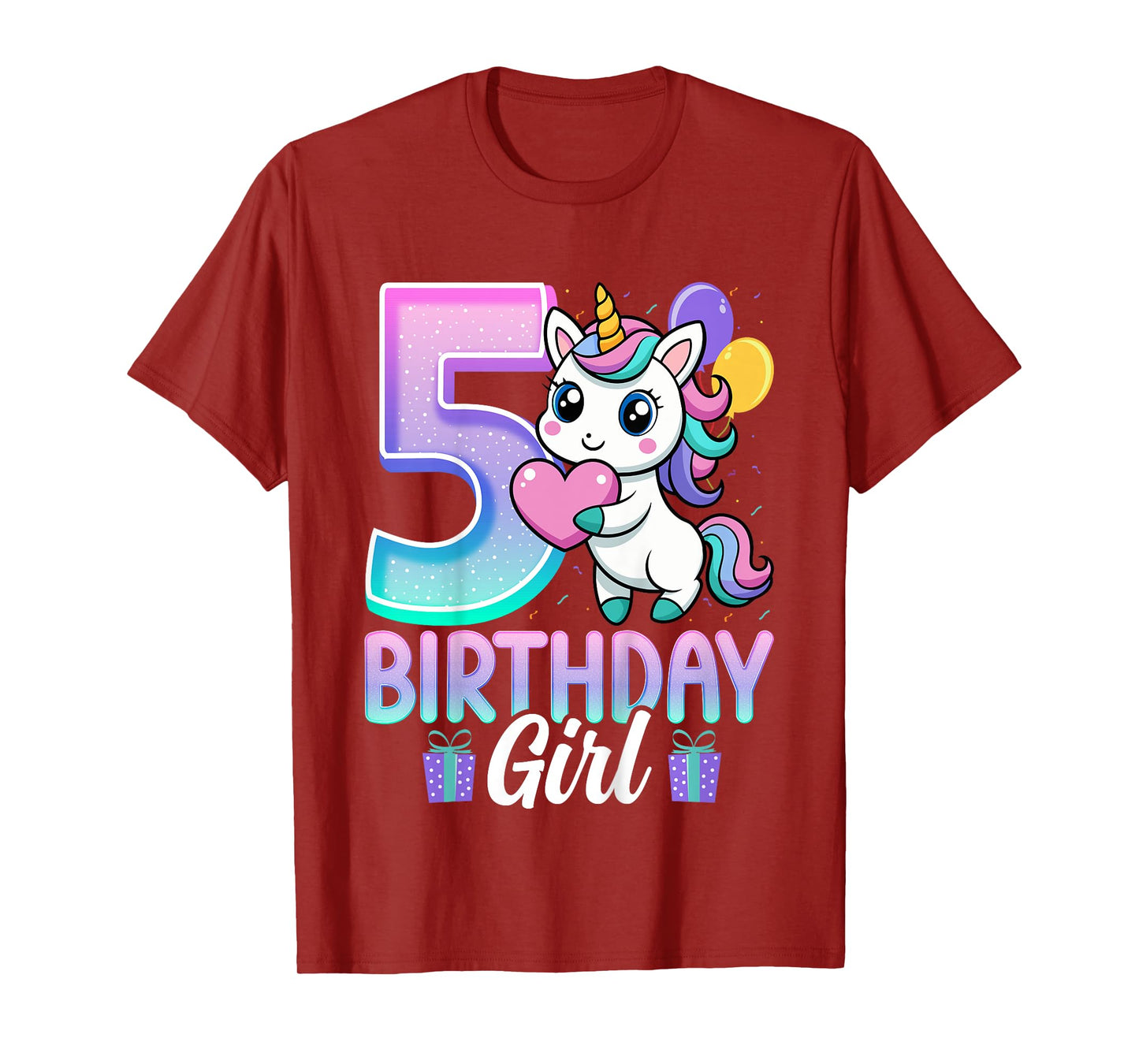 Birthday Girl Unicorn 5 Years Old 5th Birthday Party Unicorn T-Shirt