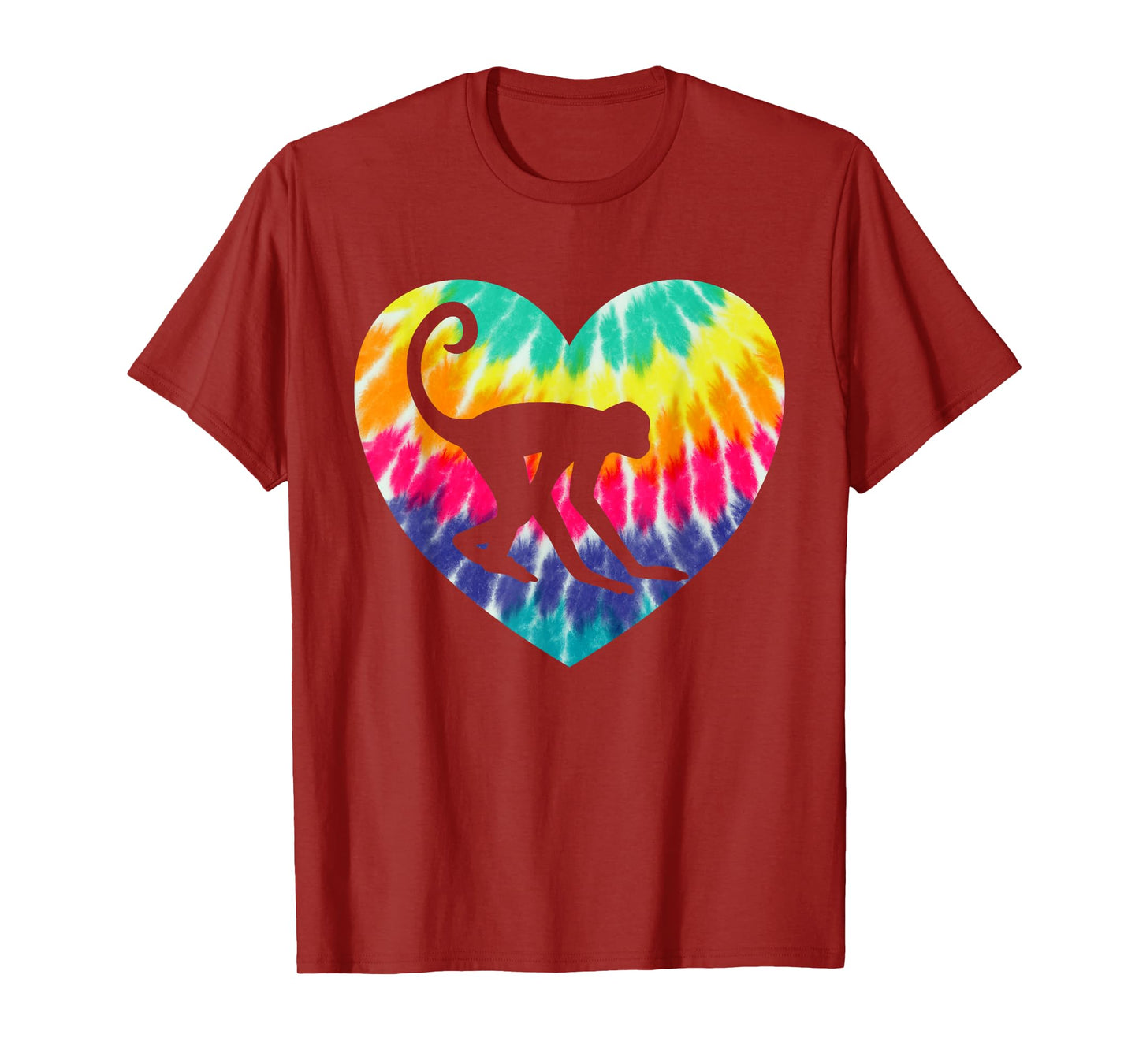 Spider Monkey Heart With Tie dye Print For Monkey Lover T-Shirt