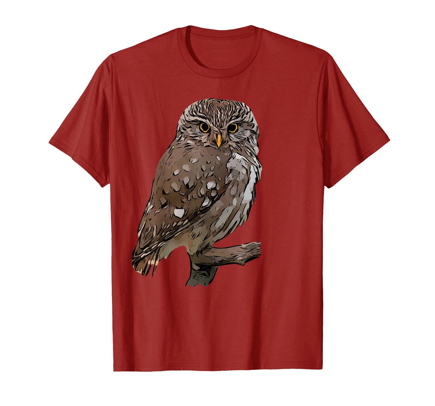 Realistic Owl Illustration on Tree Branch T-Shirt