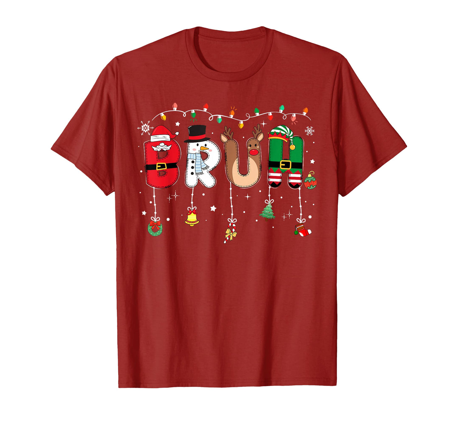 Bruh Funny Christmas Teens Boys Kids Xmas Pajamas T-Shirt