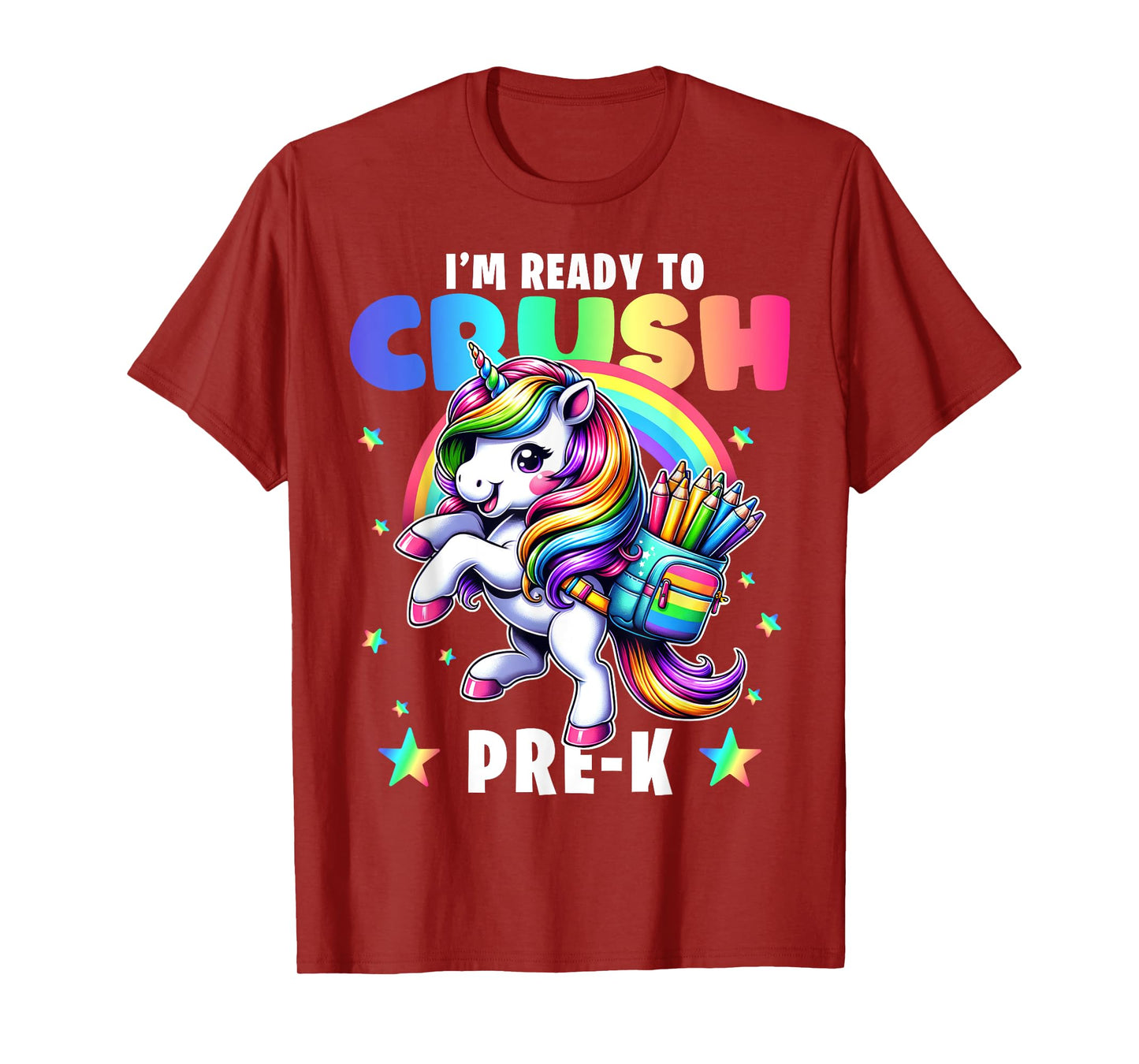 Crush Pre-K Girls Back to School Unicorn First Day Preschool T-Shirt