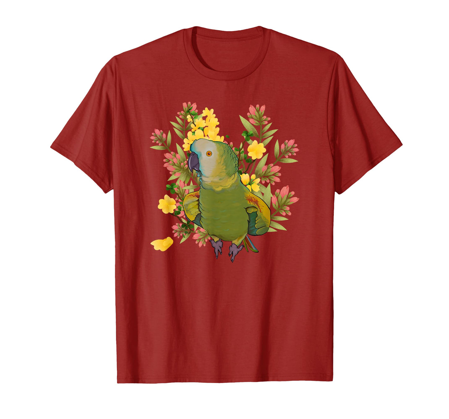 Colorful Floral Playful Blue Fronted Amazon Parrot Lovers T-Shirt