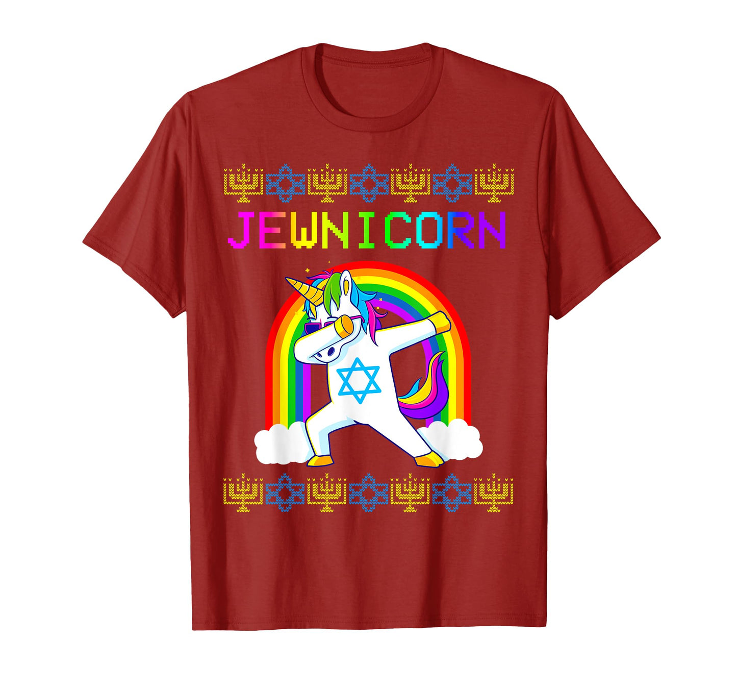 Jewnicorn Ugly Hanukkah Sweater Dabbing Unicorn Chanukah T-Shirt