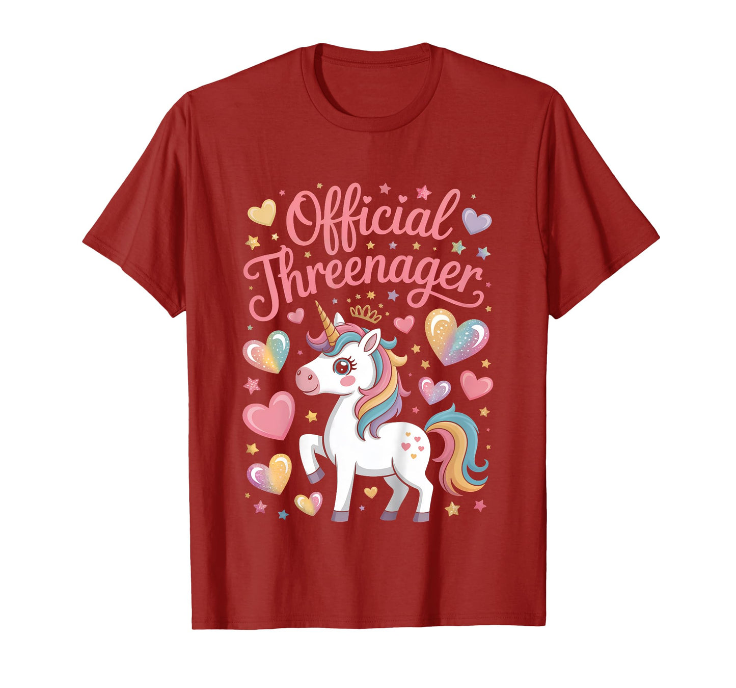 Birthday Girl Three Years Old Unicorn Cute Threenager T-Shirt