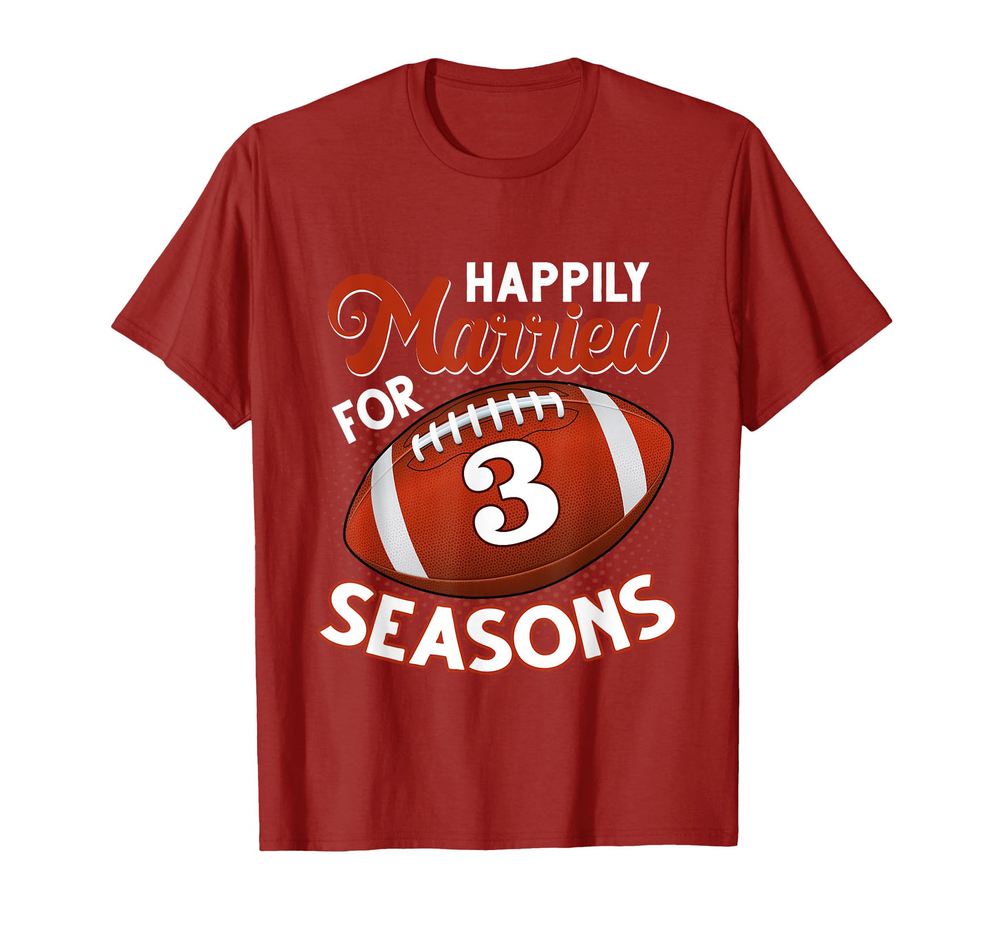 3 Years Marriage 3rd anniversary Gift for Football Couple T-Shirt