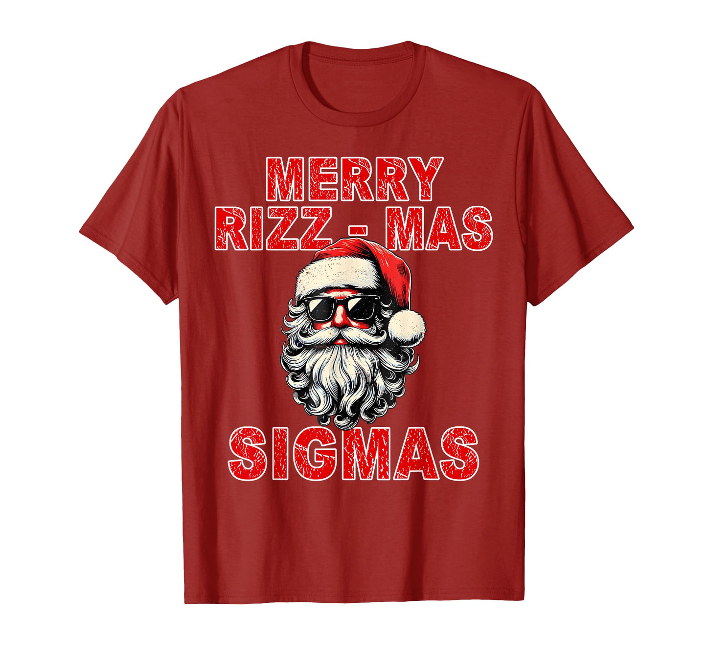 Merry Rizz Mas Sigmas - Cool Santa Face Gen Alpha Christmas T-Shirt