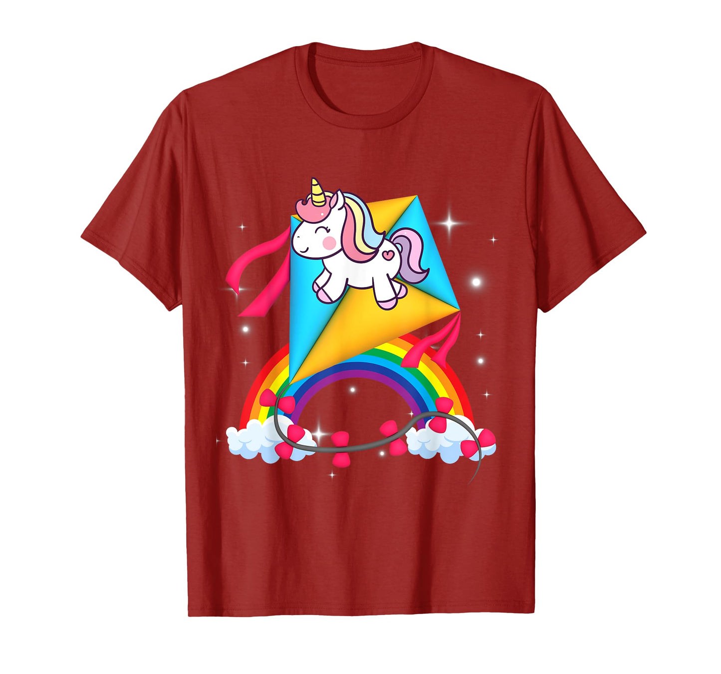 Unicorn Riding Kite Women Men Kids Teens Boys Girls Rainbow T-Shirt