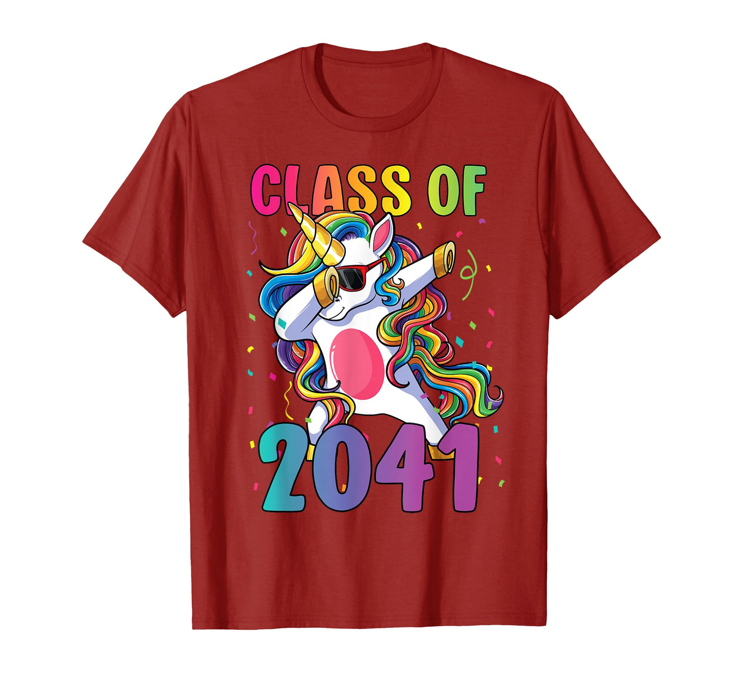 Class of 2041 Shirt Girls Dabbing Unicorn Grow With Me T-Shirt