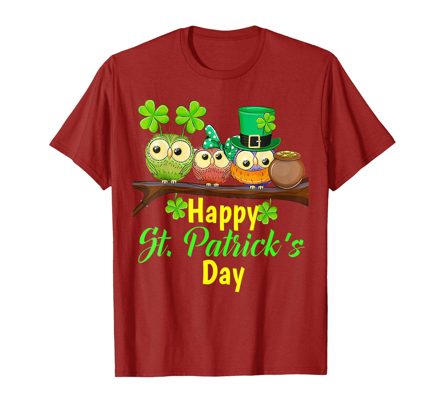 Owl Leprechaun, Happy St Patrick's Day, Matching Family Tee T-Shirt