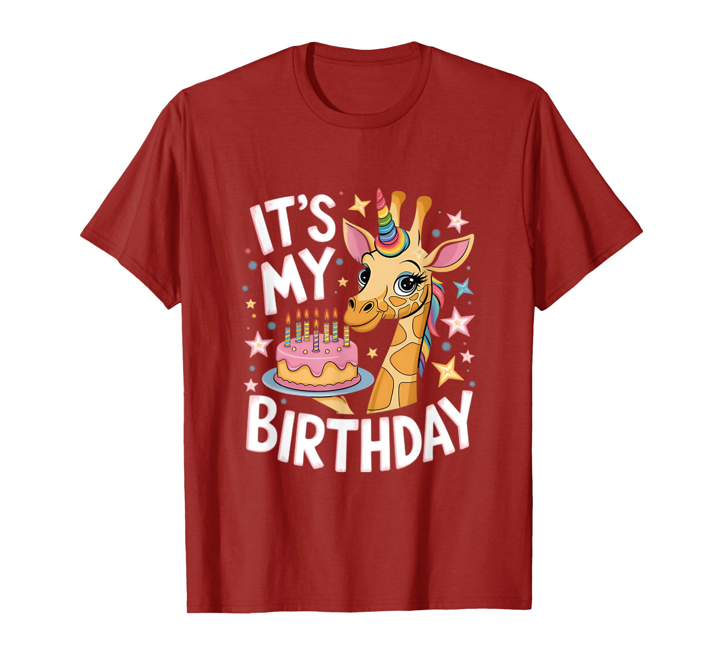It's My Birthday Cute Giraffe Unicorn Kids Girls Birthday T-Shirt