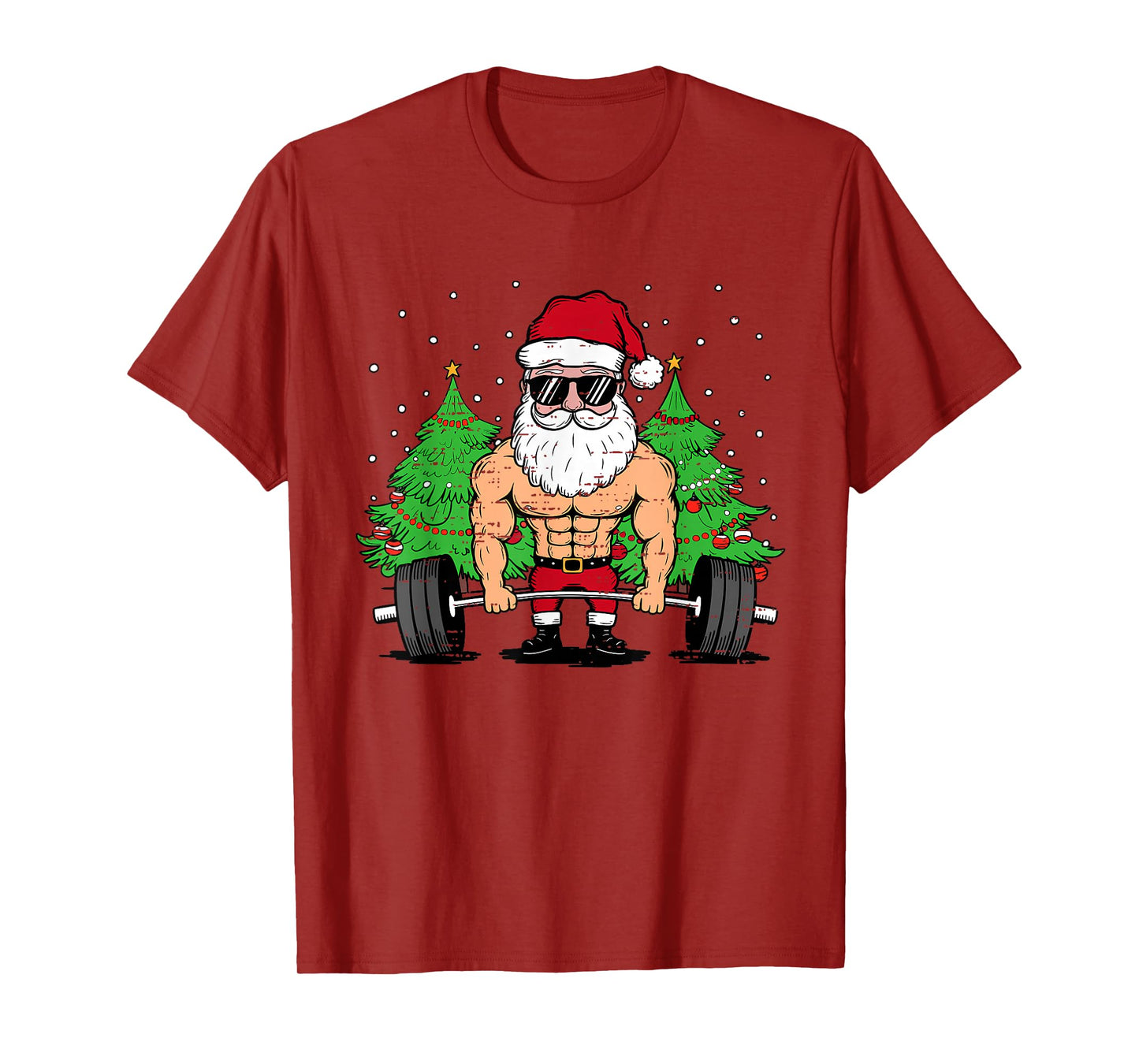 Funny Christmas Santa Deadlift Xmas Weightlift Gym Mens Boys T-Shirt