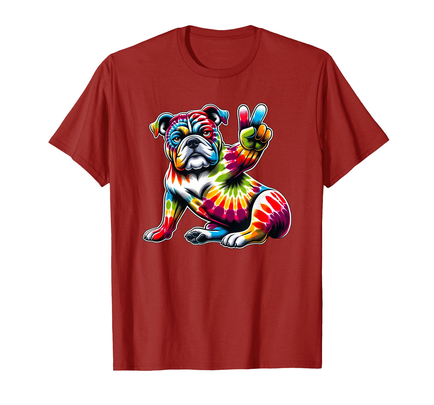 Peace Sign Tie Dye American Bulldog T-Shirt for Men Women Kids