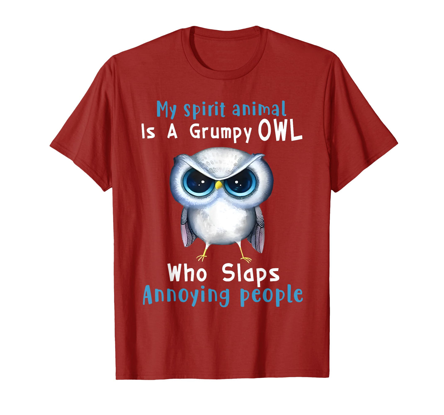 Art Animal Lover Owl Grumpy Owl Spirit Animal T-Shirt, Black, Unisex, Small, Short Sleeve, Modern, Cartoon, All Seasons, Casual, Halloween, Christmas