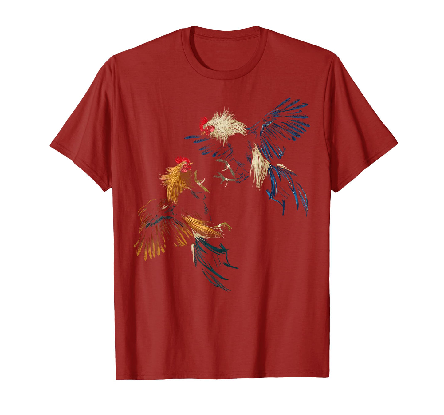 Peleas De Gallos Chickens Roosters Fighting T-Shirt - Black - Small - Unisex-Adults - Short Sleeve - Cotton 60%, Polyester 40% - Cockfighting Rooster Design - Classic Fit - Imported