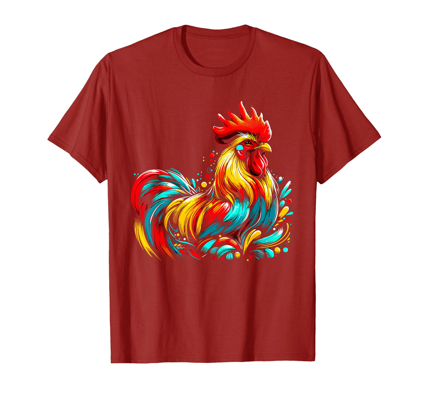 Chicken Colorful Farm Chicken T-Shirt, Small, Black